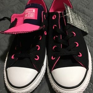 Hot Pink and Black Converse
